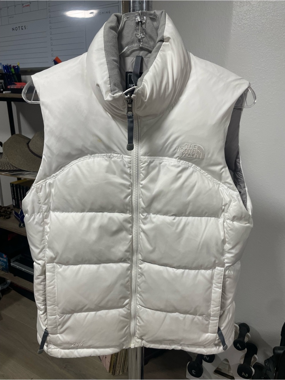 The North Face White quilted 700 insulated women's vest